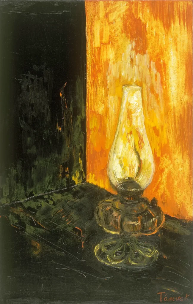 Petróleumlámpa, olaj, vászon 56x36 cm 2003