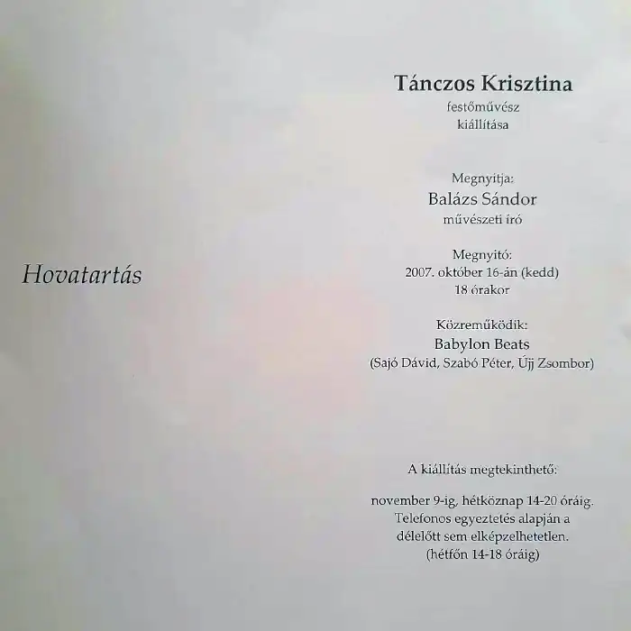 Újlipótvárosi Klubgaléria Meghívó 2007